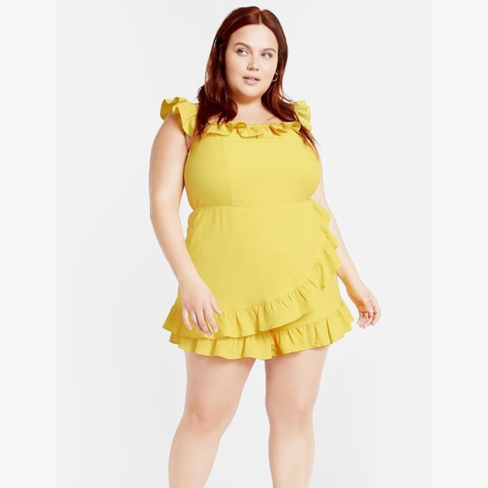 City Chic yellow romper skort